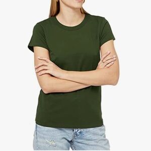 New Amazon Essentials Stylish Olive Green Classic Tee.